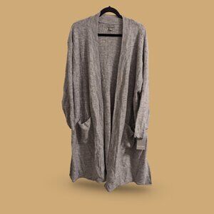 NWT - Falls Creek Light Gray Open Front Knit Stretch Long Cardigan Sweater